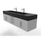 Castello Usa Nile 72" Wall Mounted Gray Vanity With Black Top And Gold Handles CB-MC-72G-GLD-2053-BL - alternate 4